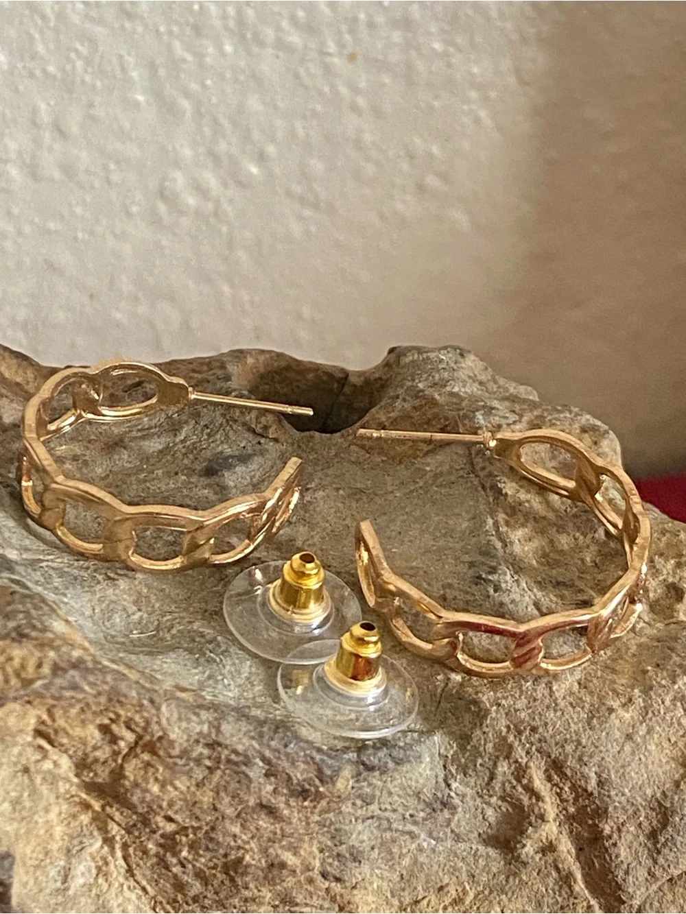 5/$10❤️❤️❤️NEW Gold Tone Zinc Alloy Chain-Link Hoop Earrings